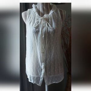 MNG Casuals ( MANGO)White Sheer Sleeveless Cami Top Tank Blouse Size S textured